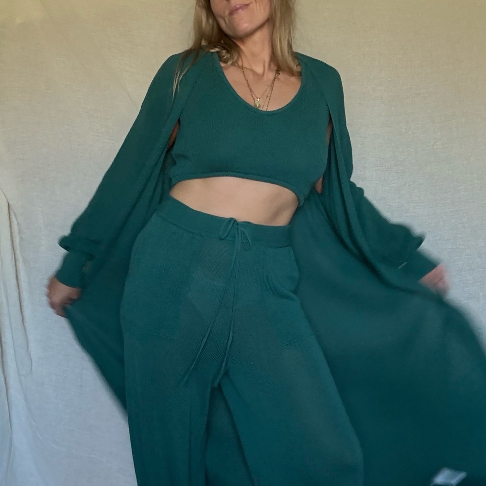 Free People Women's 3 Piece Green Knit Set